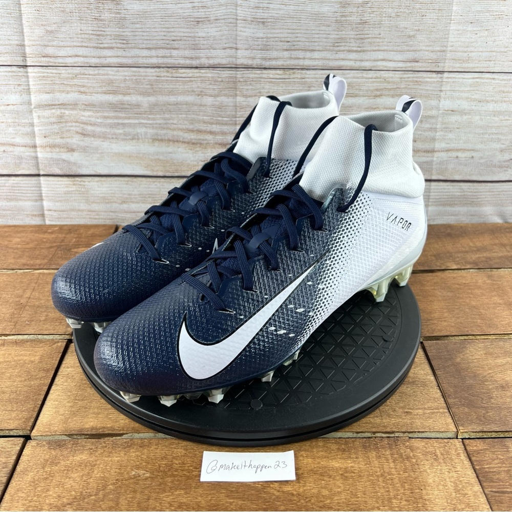 Nike Vapor Untouchable 3 White Navy Football Cleats - Picture 2 of 16